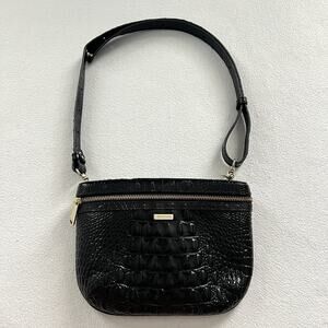Brahmin Convertible Belt Bag Black Croc Embossed Leather Shoulder Crossbody